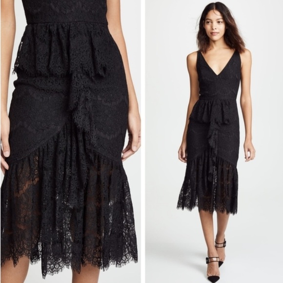 Yumi Kim Black Lace La Vida Midi Dress Size Large - Picture 4 of 16